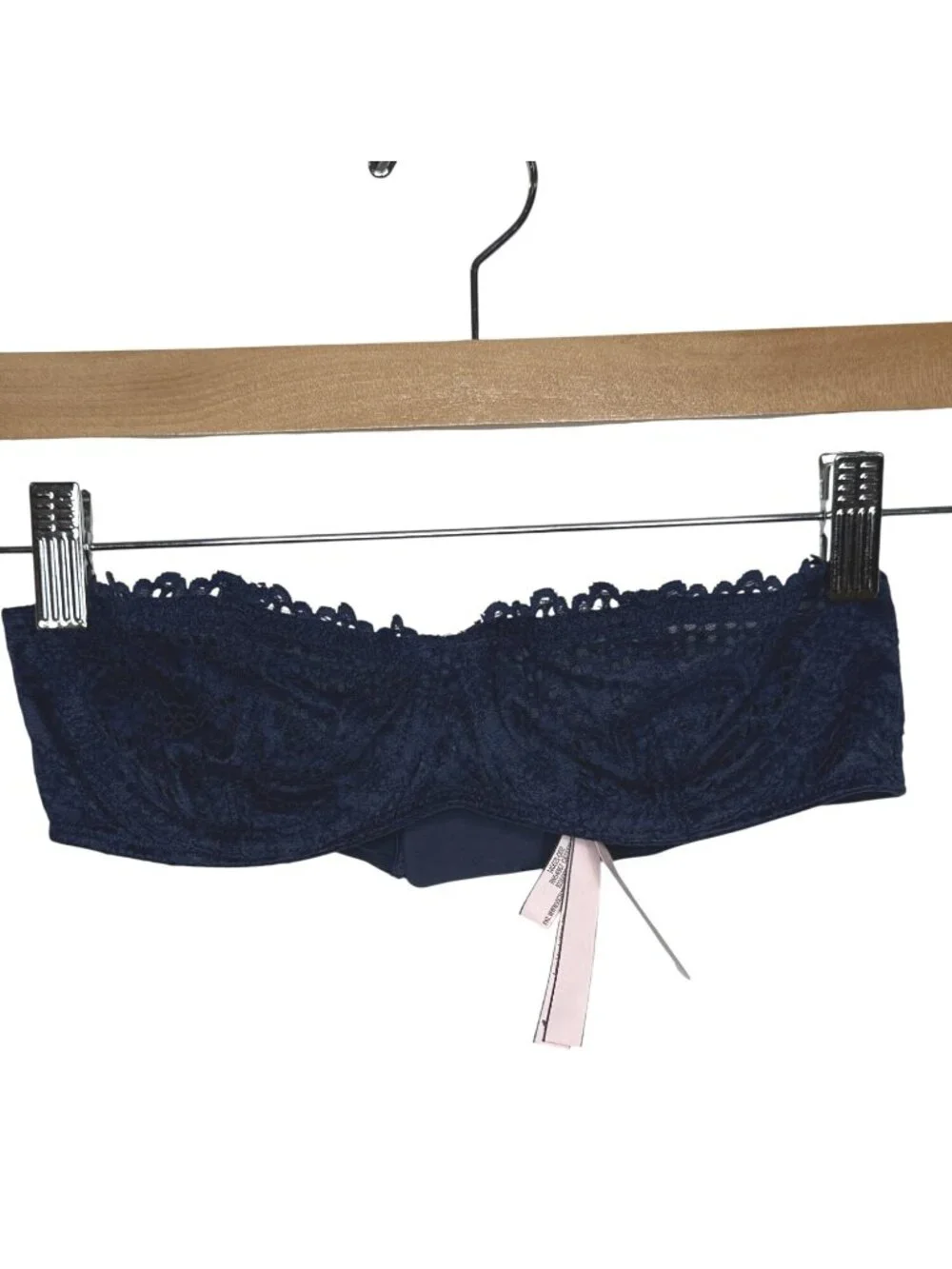 Victorias Secret 34B Navy Blue Lace Strapless Underwire Bra